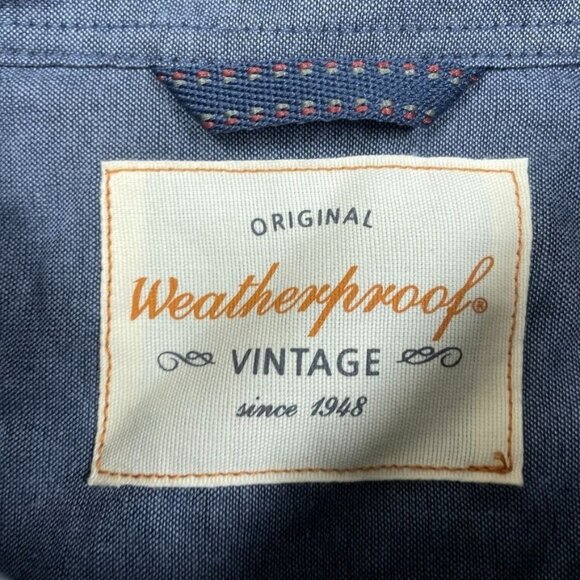 Weatherproof Vintage Mens XL Plaid Long Sleeve Button Shirt Blue & Tan a0771 - Picture 2 of 8